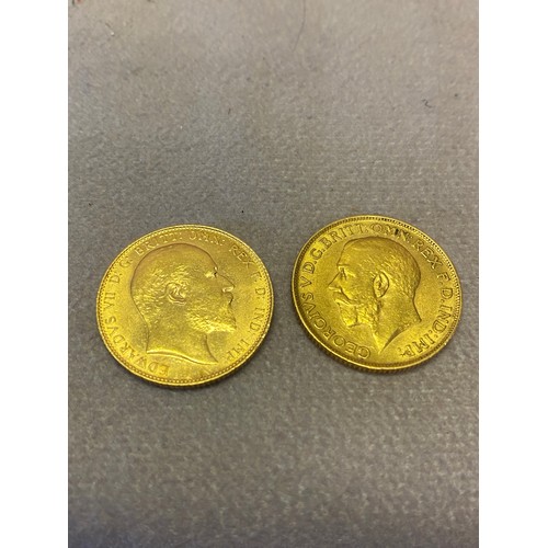 263 - A George V gold sovereign dated 1911 and an Edward VII gold sovereign dated 1907

Please note buyers... 