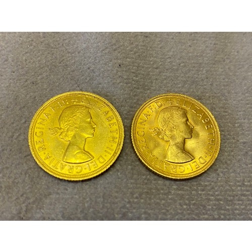 259 - Two Elizabeth II gold sovereigns dated 1958 and 1963

Please note buyers premium does not apply to t... 