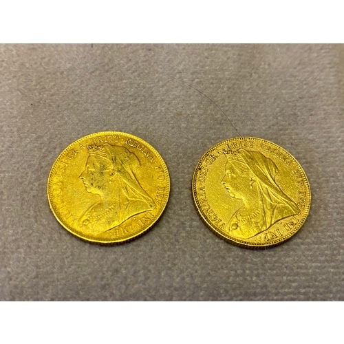 257 - Two Victorian gold sovereigns dated 1900 and 1901

Please note buyers premium does not apply to the ... 