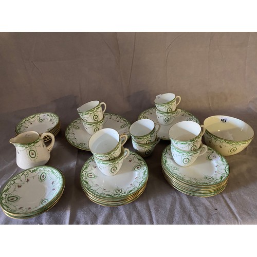 104 - A Shelley Late Foley tea service decorated green swags and floral medallions comprising:- ten cups, ... 