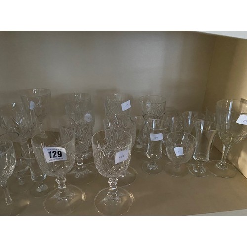 129 - A selection of Webb and other table glass including goblets, sherries etc..