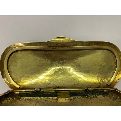 260 - A Tiffany and Co. 14kt. gold spectacle case with engine turned decoration, the cartouche with initia... 