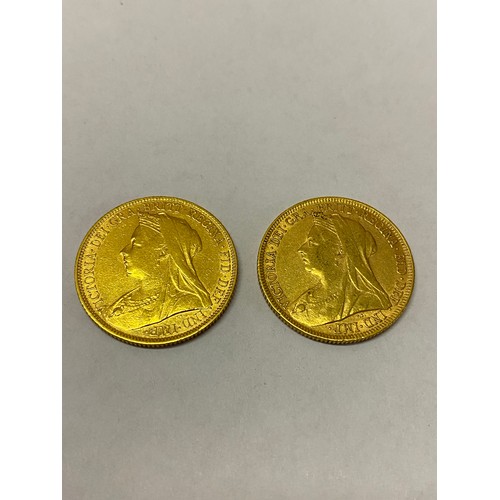 269 - Two Victorian gold sovereigns dated 1896 and 1898

Please note buyers premium does not apply to the ... 