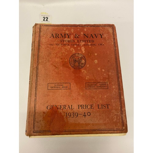 22 - The Army and Navy Catalogue General Price List 1939