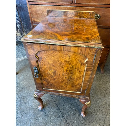 130 - A walnut side table with rectangular top, on slender cabriole legs with fan decorated knees - 19in. ... 