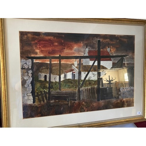 16 - Barrie Brodie 73.  A signed watercolour - Through The Planks, mounted, framed and glazed - 22in. x 3... 