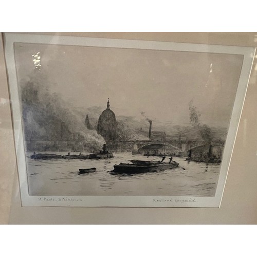 35 - A black and white engraving after Rowland Langmaid - St Pauls Blackfriars, signed and titled in penc... 