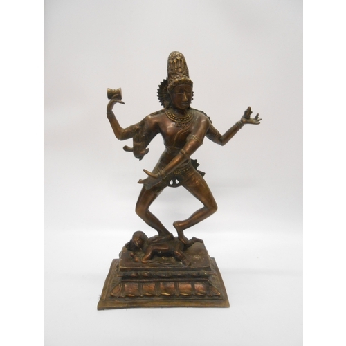 1332 - An Indian copper finished model of Vishnu on lotus leaf style base - 19in. high