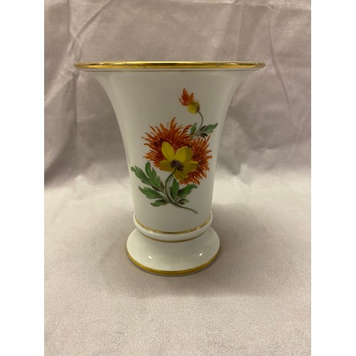 1214 - A 'Meissen' vase with flared neck, painted flowers - 5 1/2in. high