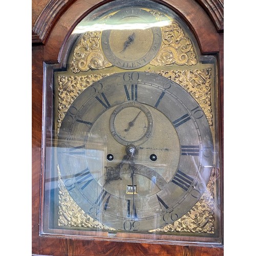 1039 - An 18th Century longcase clock by Thomas Chappell of London, brass dial, strike silent dial, seconds... 