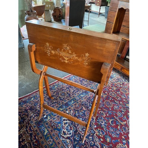 1031 - A 19th Century satinwood campaign desk with  inlaid decoration of urns and swags, on 'X' shaped supp... 