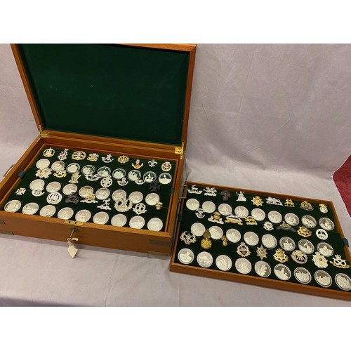 168 - A set of fifty two Great British Regiments silver proof medallions and relating cap badges in fitted... 