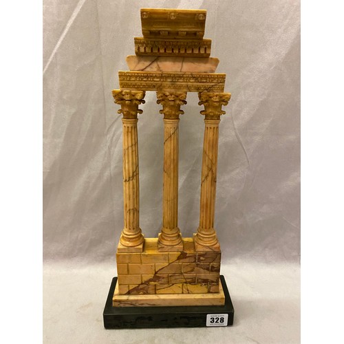 328 - A 19th Century Grand tour Sienna marble model of the Temple Of Castor and Pollux - 16 1/2in. high