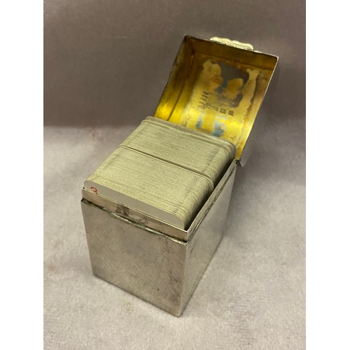 198 - A silver playing card box with domed lid - London 1928