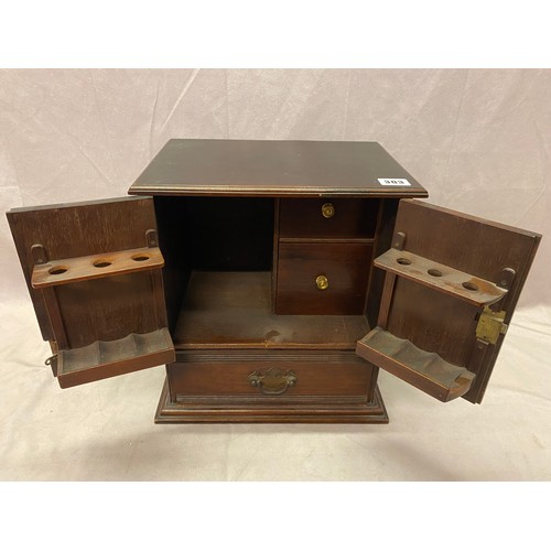 303 - An Edwardian smokers cabinet fitted two panelled doors enclosing pipe racks and drawer, the base fit... 