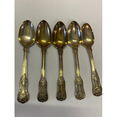 161 - Six silver teaspoons with Kings pattern handles, various dates