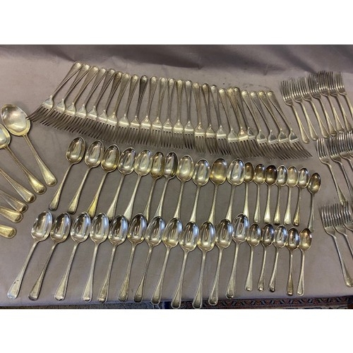 186 - Victorian silver bead pattern flatware - London 1863, makers marks for Chawner and Co. comprising:- ... 