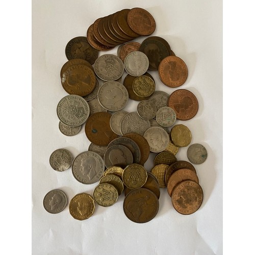 313 - A selection of coins various including pennies, three pence coins, small amount of pre 47 etc..