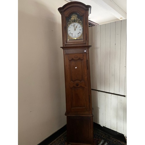 42 - A 19th Century longcase clock by R Drake of Beaminster, cream enamel dial, seconds dial, date apertu... 