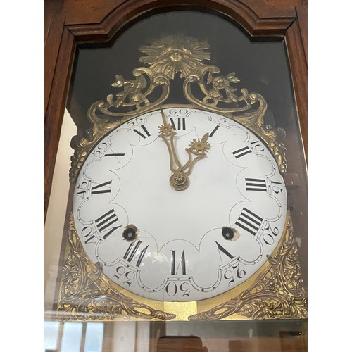 42 - A 19th Century longcase clock by R Drake of Beaminster, cream enamel dial, seconds dial, date apertu... 