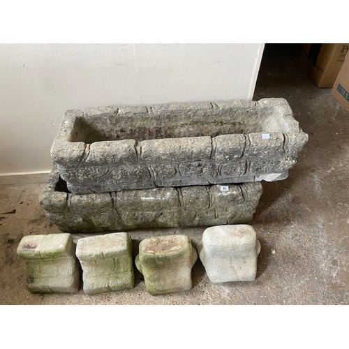 61 - Two rectangular concrete garden troughs