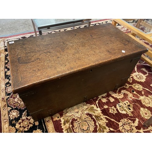 48 - An oak blanket box with end carrying handles - 37in. wide