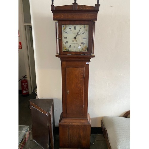 41 - An 18th Century longcase clock by Leach of Salisbury with square cream enamel dial, date aperture, t... 