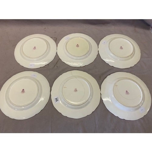 111 - A set of six Royal Worcester porcelain plates, each painted to the centre with fruit, signed Seabrig... 