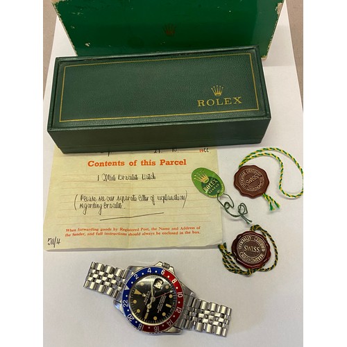 210 - A gentleman's Rolex GMT wristwatch reg.design 1675, 1308253, in a stainless steel case, on a stainle... 