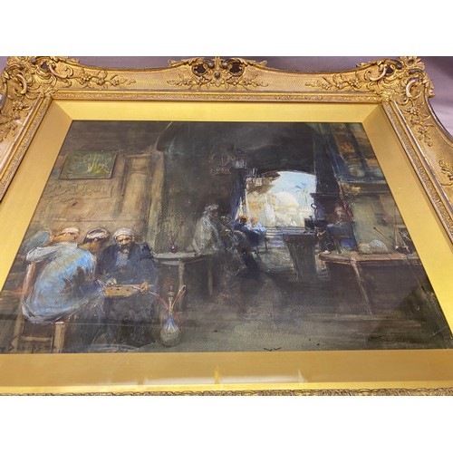 9 - Henry Simpson 1901.  A signed and dated watercolour - Eastern interior scene with figures, an archwa... 