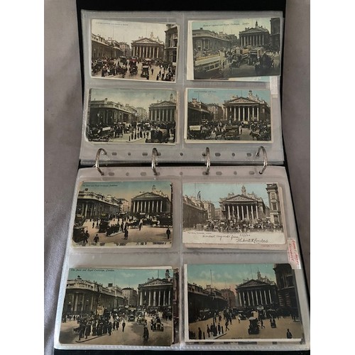 32 - A black folder containing early 20th Century coloured and black and white postcards of London