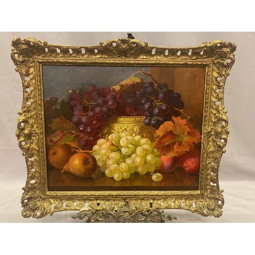 4 - Eloise Harriet Stannard.  A signed and dated oils on canvass - Still life of grapes, pears and plums... 