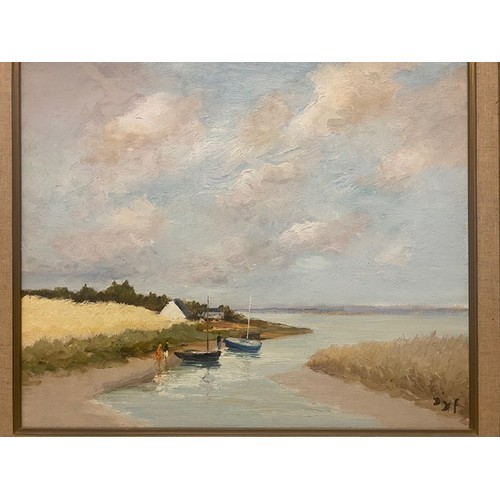 10 - Marcel Dyf.  A signed oil on canvas - Coastal view possibly Morbihan Brittany, framed - 17 1/2in. x ... 