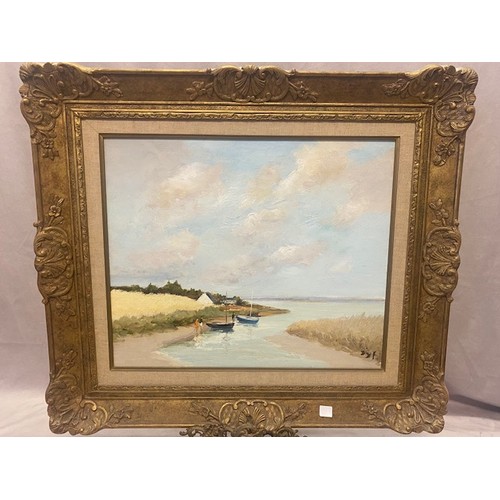 10 - Marcel Dyf.  A signed oil on canvas - Coastal view possibly Morbihan Brittany, framed - 17 1/2in. x ... 