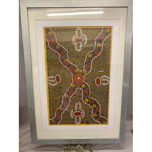 23 - Marlene Murton. An aboriginal acrylic on canvas - Honeyants Dreaming, framed and glazed - 29in. x 18... 