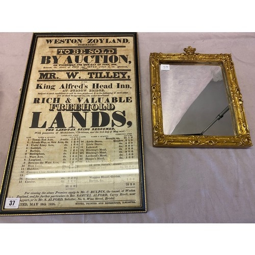 37 - A black and white auction poster/notice for Mr W Tilley dated May 28th 1828 'Rich and Valuable Freeh... 