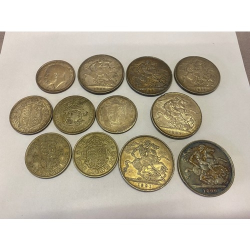 226 - Six Victorian silver crowns, four silver half crowns and two post 47 half crowns