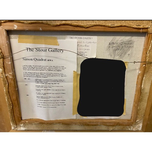 16 - S Quadrat.  Oils on board - The Black Boat, framed - 16in. x 20in.
