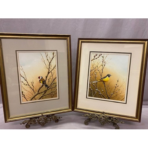 17 - Ralph Waterhouse.  A pair of watercolours - Goldfinch and Grey Wagtail, mounted, framed and glazed -... 