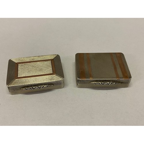 243 - Two silver trinket boxes with engine turned and gold inlaid decoration, gilt washed interiors - Birm... 