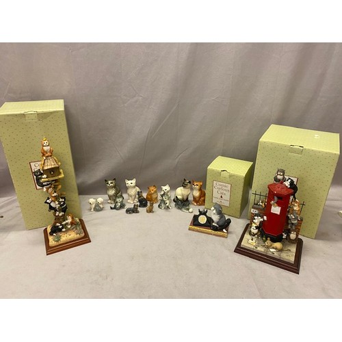 150 - Three Border Fine Arts models of cats by Linda Jane Smith together with a collection of Beswick cats... 