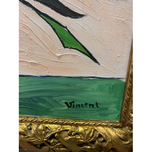 3 - Daniele Dondi.  Oils on canvas after Vincent Van Gogh - Vase D'iris, framed - 27in. x 35in. with cer... 