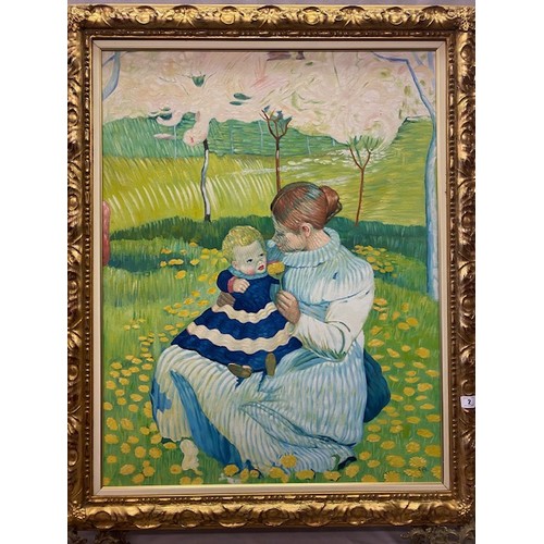 2 - Amiet.  An Academia oil on canvas entitled Madre E Figlio (1897), with certificate, framed - 35in. x... 