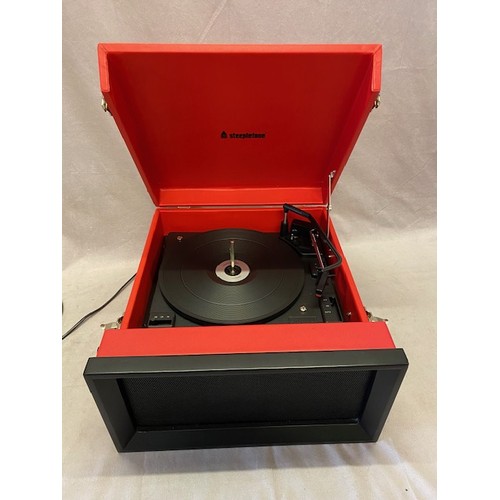 41 - A modern Steepletone record player in a red sprayed case