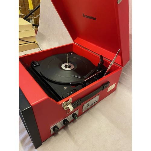 41 - A modern Steepletone record player in a red sprayed case