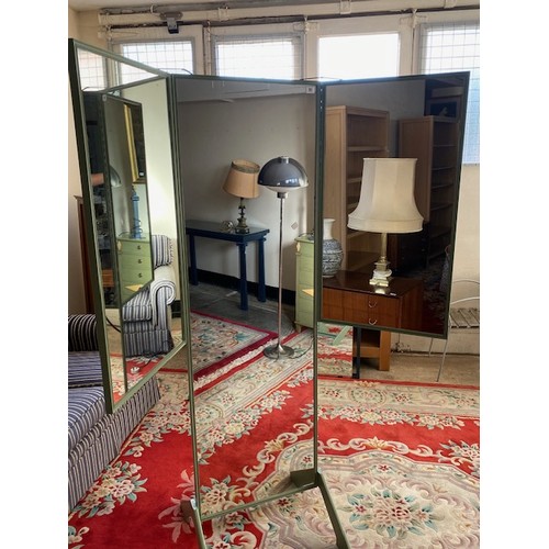 51 - A modern green sprayed floor standing dressing mirror