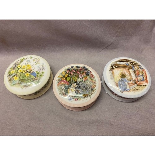 90 - Four Royal Doulton Brambly Hedge trinket boxes depicting the four seasons - 4in. dia.