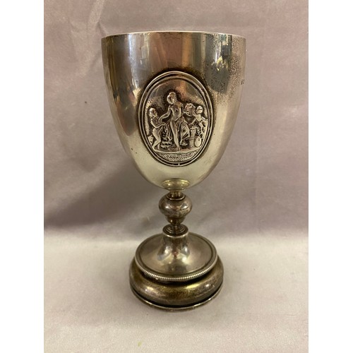 145 - A Victorian silver presentation goblet for First Prize 600 Yards - London 1870, makers marks for Dan... 