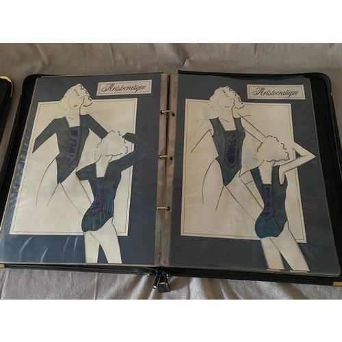 56 - Eight artist's folio cases containing lingerie designs, cut outs etc..