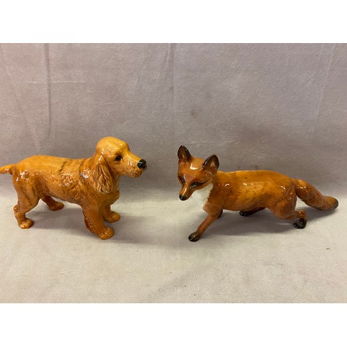 100 - Two Beswick figures - Fox and Horseshoe Primula